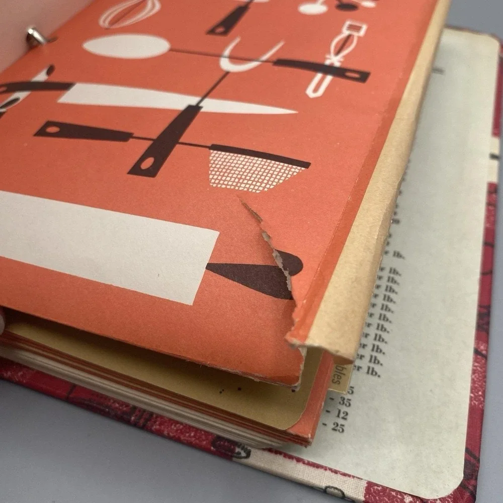Vintage 60s My Recipe Book 3-Ring‎ Binder Envelopes Clipped Recipes Mid Century